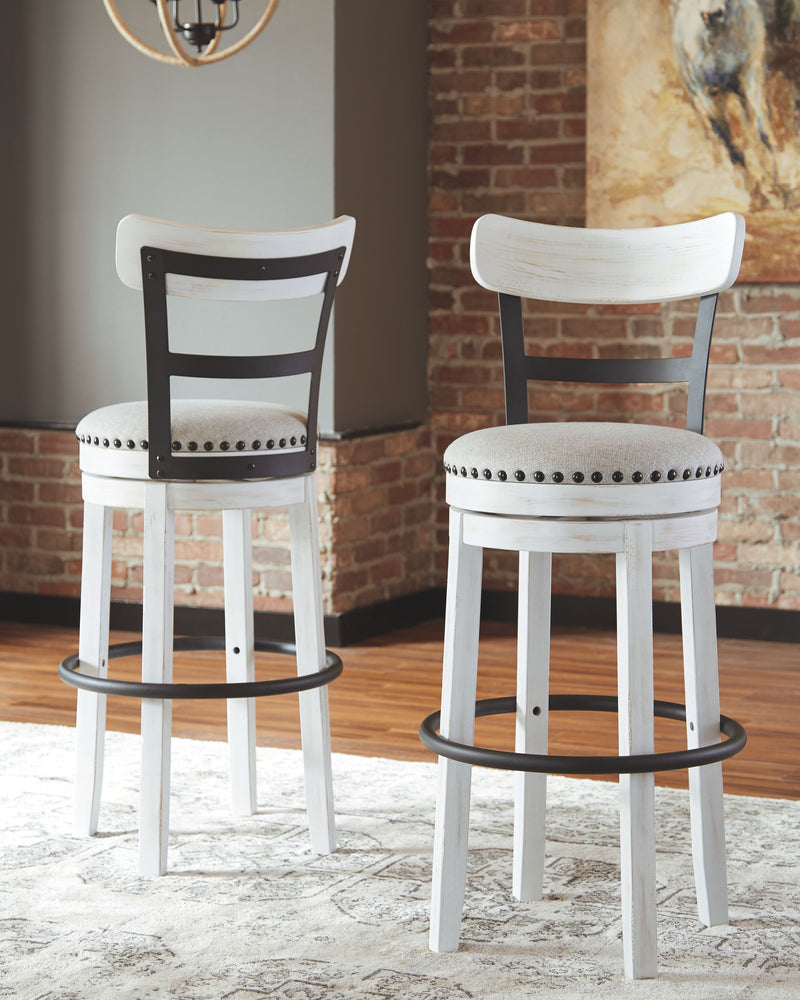 Valebeck - White - Tall Uph Swivel Barstool(1/cn)-Washburn's Home Furnishings