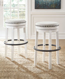 Valebeck - White/black - Tall Uph Swivel Stool (1/cn)-Washburn's Home Furnishings