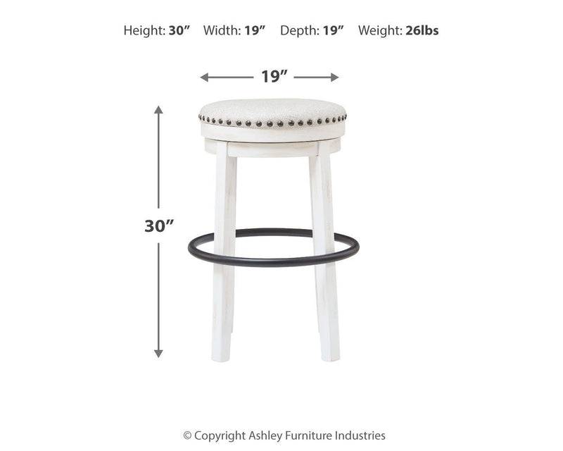 Valebeck - White/black - Tall Uph Swivel Stool (1/cn)-Washburn's Home Furnishings