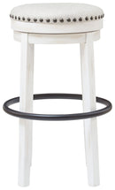 Valebeck - White/black - Tall Uph Swivel Stool (1/cn)-Washburn's Home Furnishings