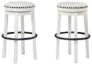 Valebeck - White/black - Tall Uph Swivel Stool (1/cn)-Washburn's Home Furnishings