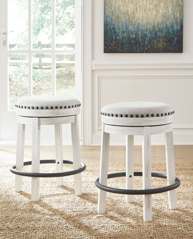 Valebeck - White/black - Uph Swivel Stool (1/cn)-Washburn's Home Furnishings