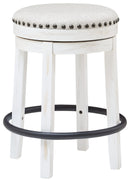 Valebeck - White/black - Uph Swivel Stool (1/cn)-Washburn's Home Furnishings