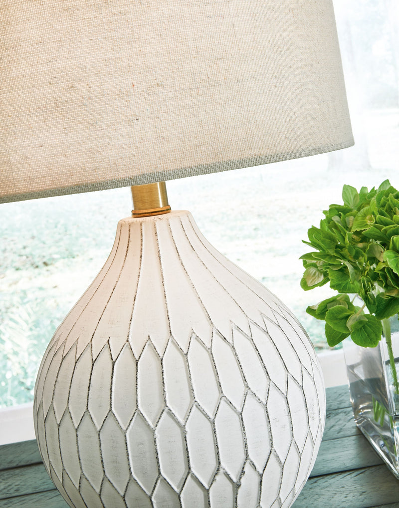 Wardmont - White - Ceramic Table Lamp (1/cn)-Washburn's Home Furnishings