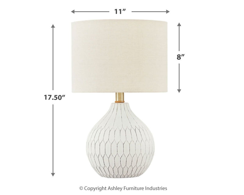 Wardmont - White - Ceramic Table Lamp (1/cn)-Washburn's Home Furnishings