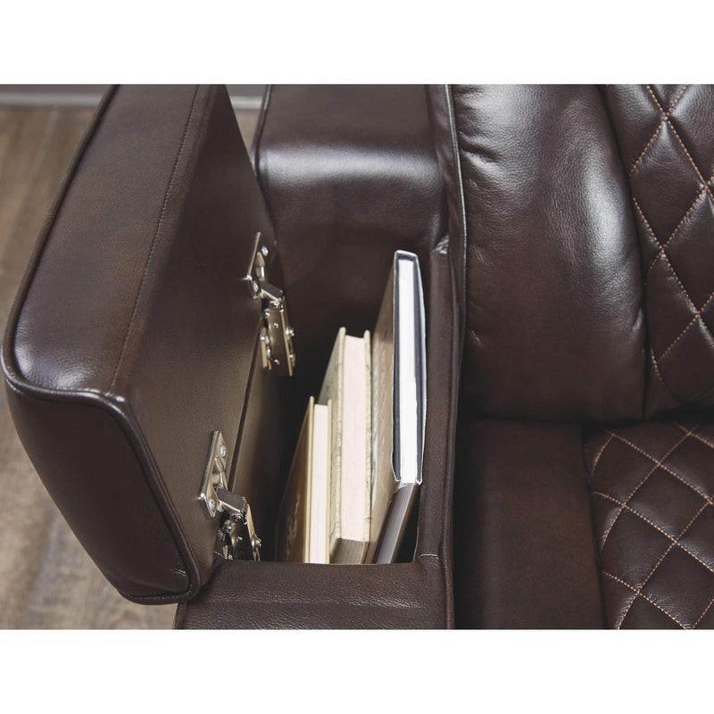 Warnerton - Brown Dark - Pwr Recliner/adj Headrest-Washburn's Home Furnishings