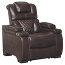 Warnerton - Brown Dark - Pwr Recliner/adj Headrest-Washburn's Home Furnishings