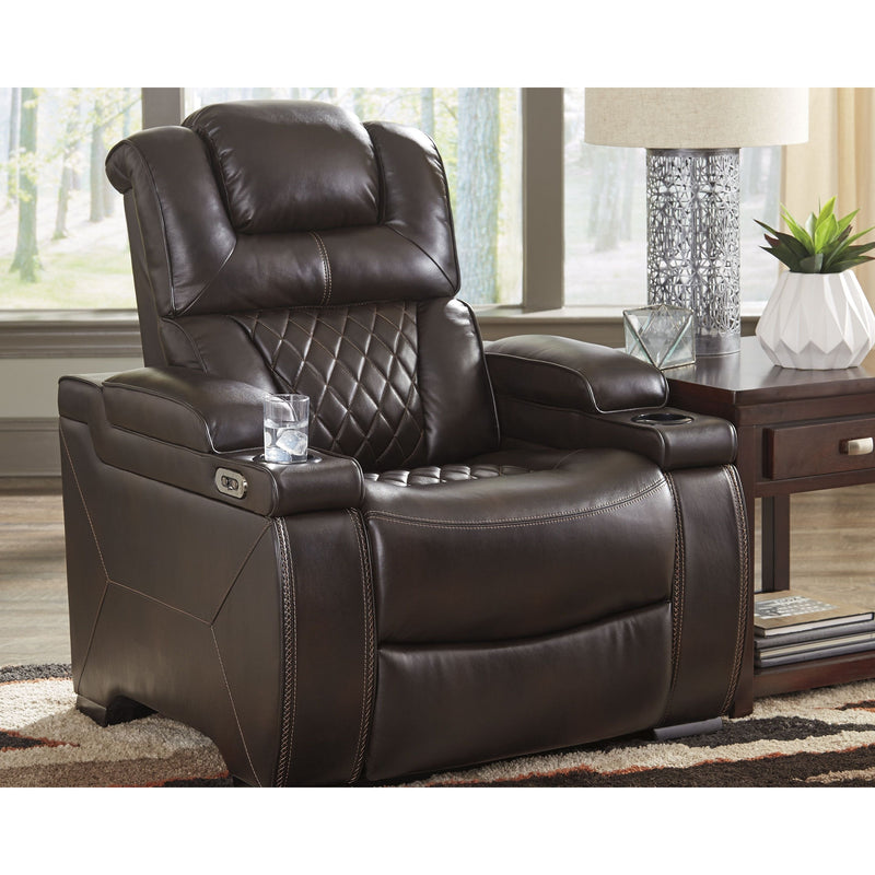 Warnerton - Brown Dark - Pwr Recliner/adj Headrest-Washburn's Home Furnishings