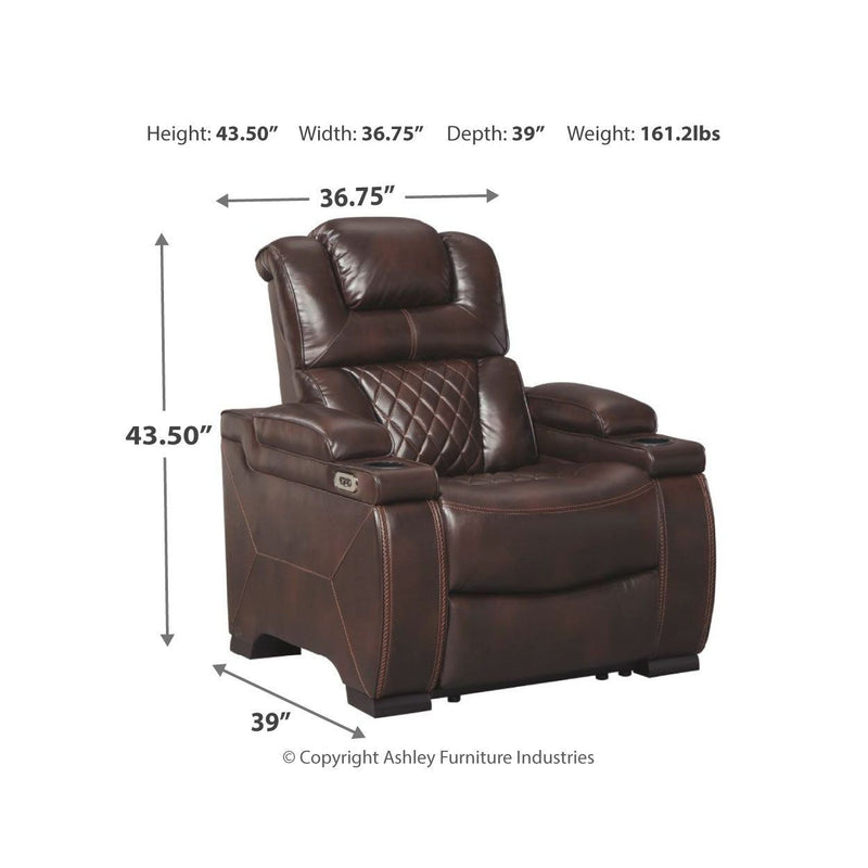 Warnerton - Brown Dark - Pwr Recliner/adj Headrest-Washburn's Home Furnishings