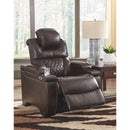 Warnerton - Brown Dark - Pwr Recliner/adj Headrest-Washburn's Home Furnishings