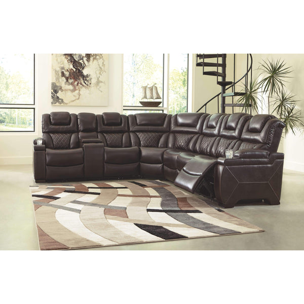 Warnerton - Chocolate - Left Arm Facing Power Loveseat 3 Pc Sectional-Washburn's Home Furnishings