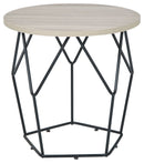 Waylowe - Light Brown/black - Round End Table-Washburn's Home Furnishings