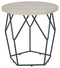 Waylowe - Light Brown/black - Round End Table-Washburn's Home Furnishings