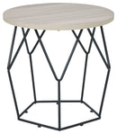 Waylowe - Light Brown/black - Round End Table-Washburn's Home Furnishings