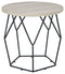 Waylowe - Light Brown/black - Round End Table-Washburn's Home Furnishings