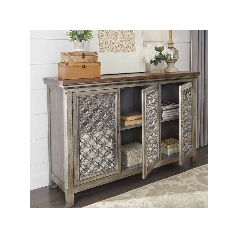 Westridge 3 Door Accent Cabinet in Brushed Gray-Washburn's Home Furnishings