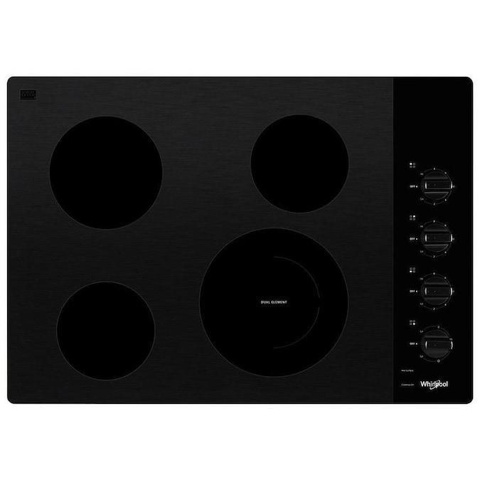 Whirlpool 30-inch Electric Ceramic Glass Cooktop with Dual Radiant Element Black-Washburn's Home Furnishings