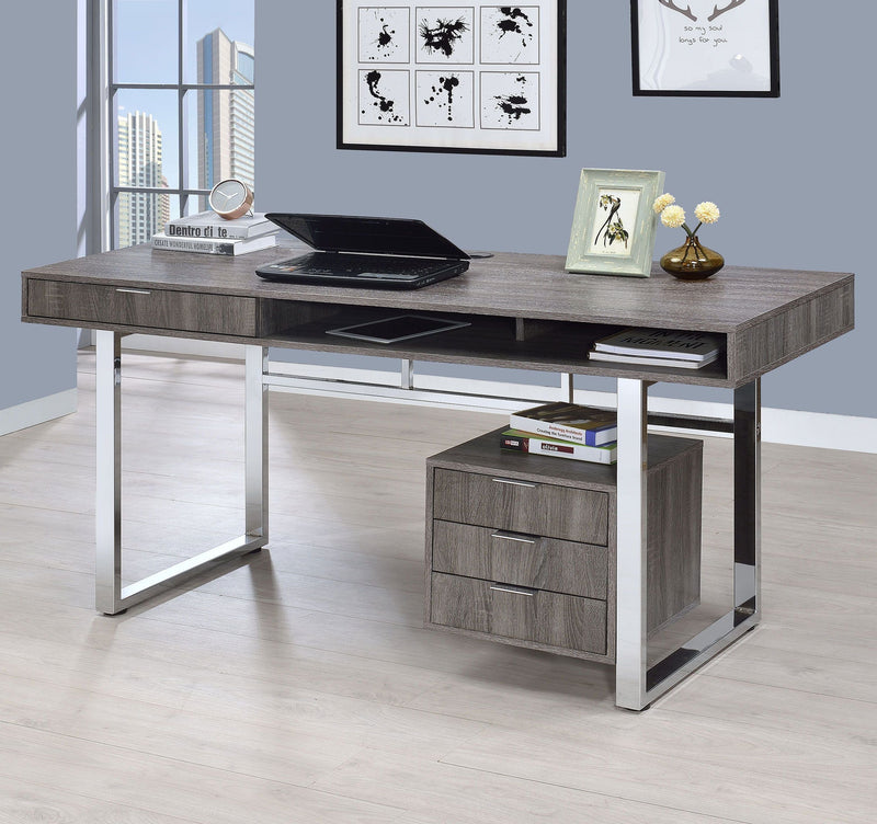 Whitman 4-drawer Writing Desk Weathered - Grey-Washburn's Home Furnishings