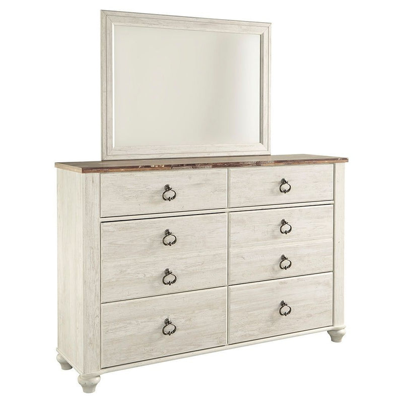 Willowton - Brown / Beige / White - Six Drawer Dresser-Washburn's Home Furnishings