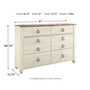 Willowton - Brown / Beige / White - Six Drawer Dresser-Washburn's Home Furnishings