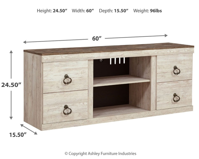 Willowton - Brown Light - Tv Stand W/fireplace Option - 60" X 14.8" X 24.33"-Washburn's Home Furnishings