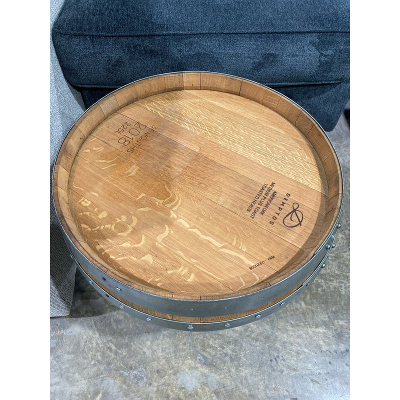 Wine Barrel Head Hairpin Table-Clear Coat-Washburn's Home Furnishings