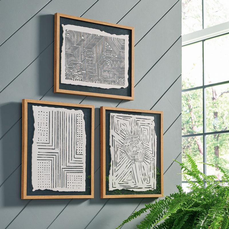 Wonderstow - Black/beige - Wall Art Set (3/cn)-Washburn's Home Furnishings