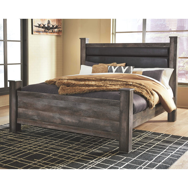 Wynnlow - Gray - King Upholstered Poster Bed-Washburn's Home Furnishings