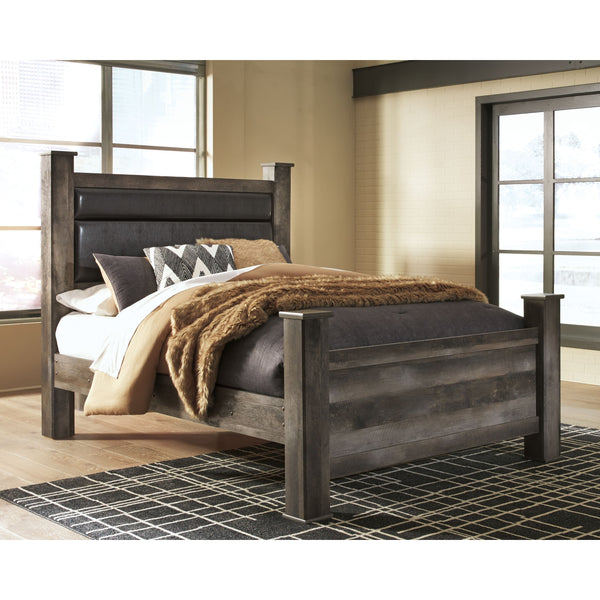 Wynnlow - Gray - Queen Upholstered Poster Bed-Washburn's Home Furnishings