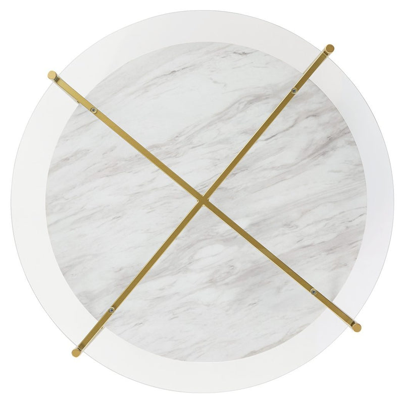 Wynora - White/gold - Round Cocktail Table-Washburn's Home Furnishings