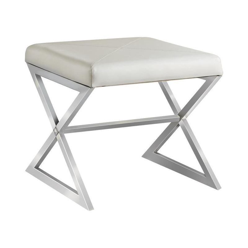 X-cross Square Ottoman - White-Washburn's Home Furnishings