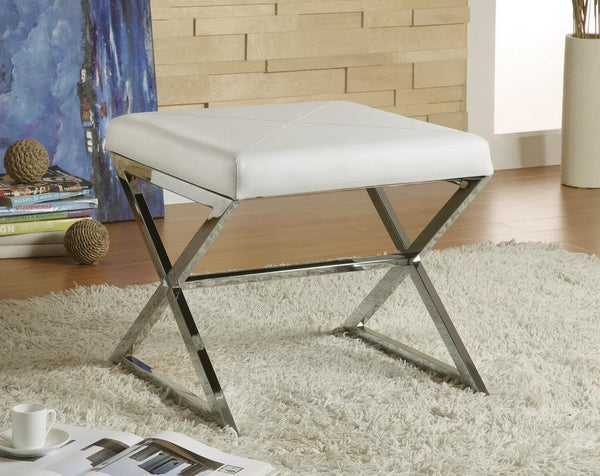 X-cross Square Ottoman - White-Washburn's Home Furnishings