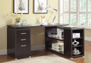 Yvette L-shape Office Desk - Cappuccino-Washburn's Home Furnishings