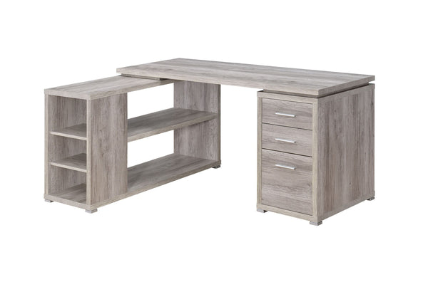 Yvette L-shape Office Desk - Grey Driftwood-Washburn's Home Furnishings